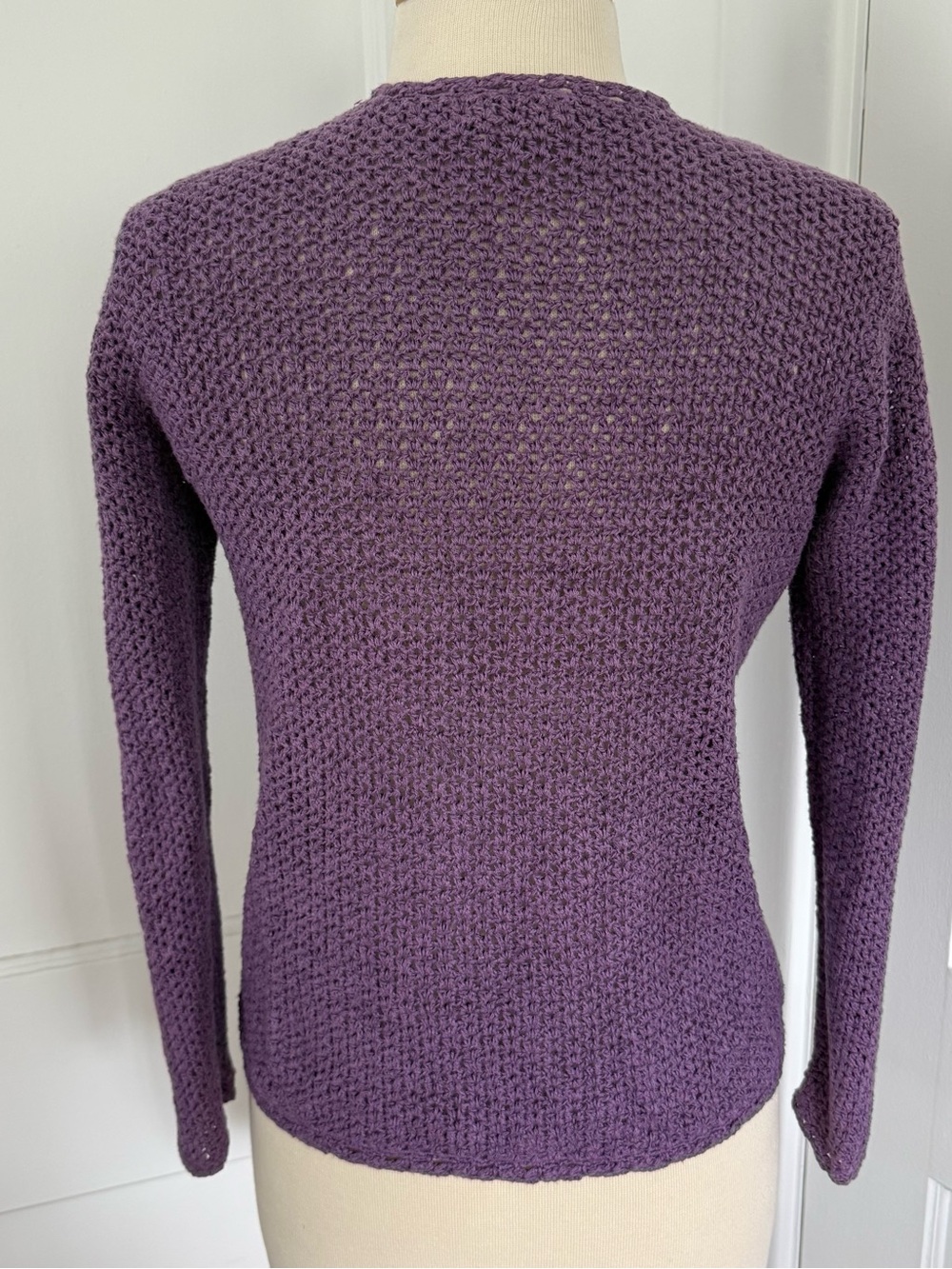 L. L. Bean Crochet Cotton Linen Button-Up Women's Sweater Cardigan Size Small - Picture 4 of 7